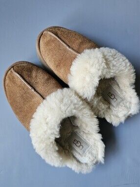 UGG Chestnut Suede Shearling Slippers